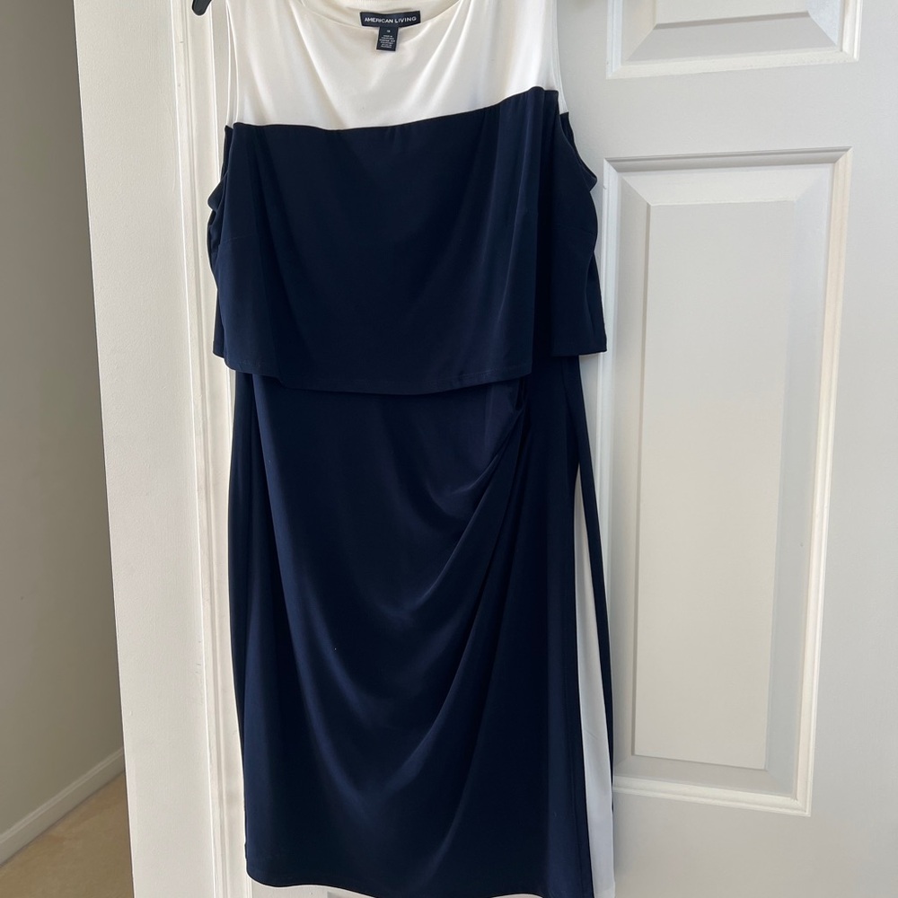 American Living Navy and White Midi Dress